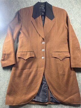 Women's Tan Trench Coat with Black Contrast Collar